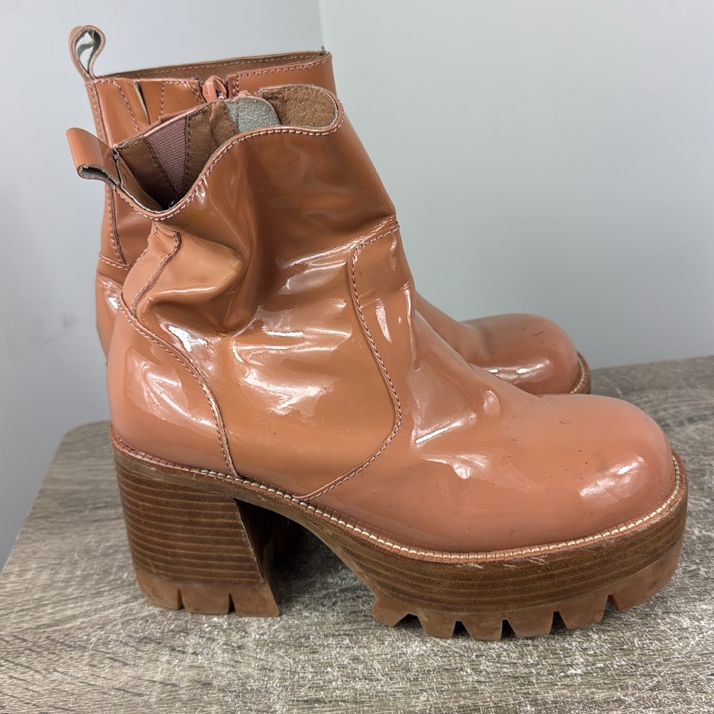Jeffrey Campbell Quavo Platform boot size 9.5 nude patent leather y2k lug chunky - Picture 4 of 9